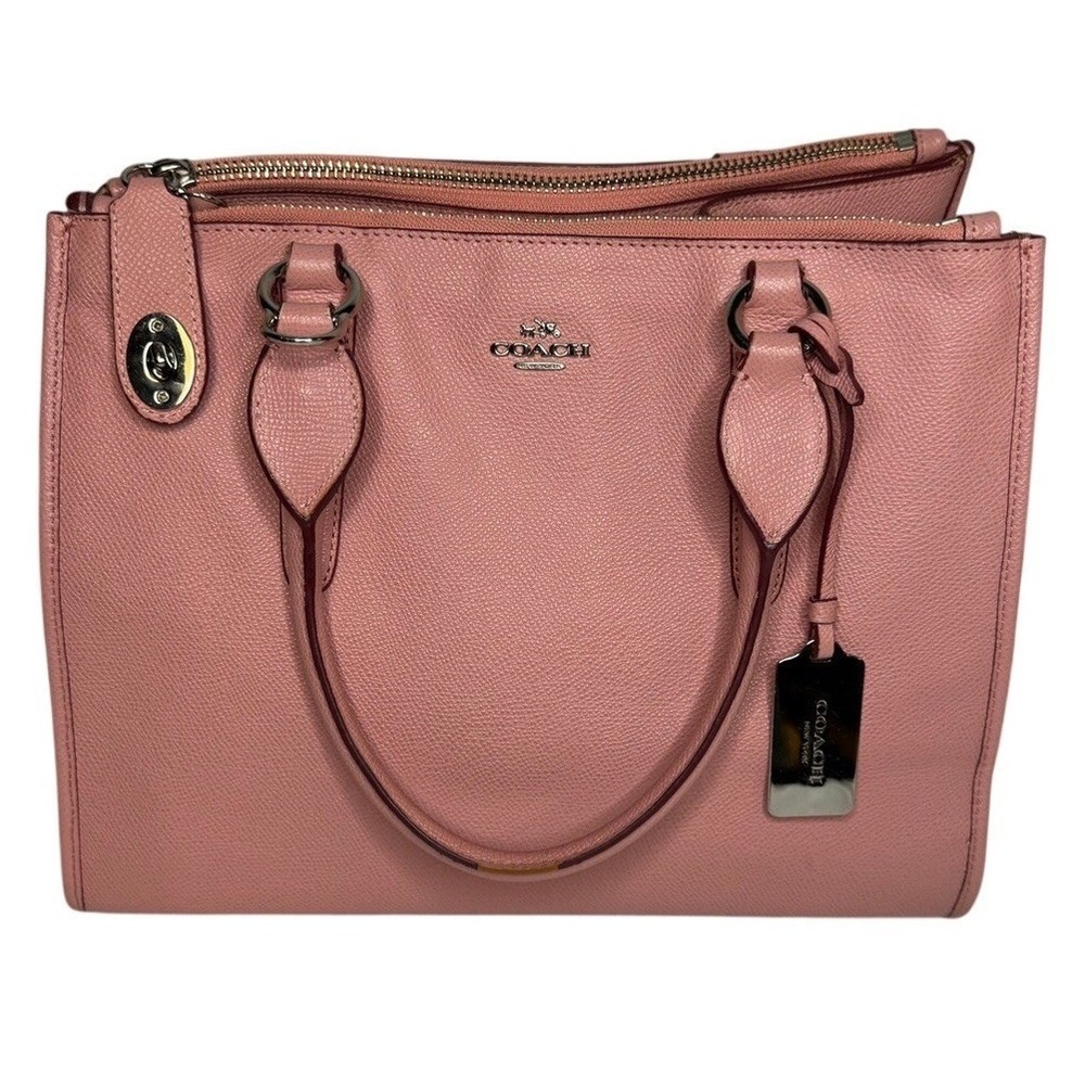 Coach Crosby Carryall Pink Crossgrain Leather Satchel Bag F33995